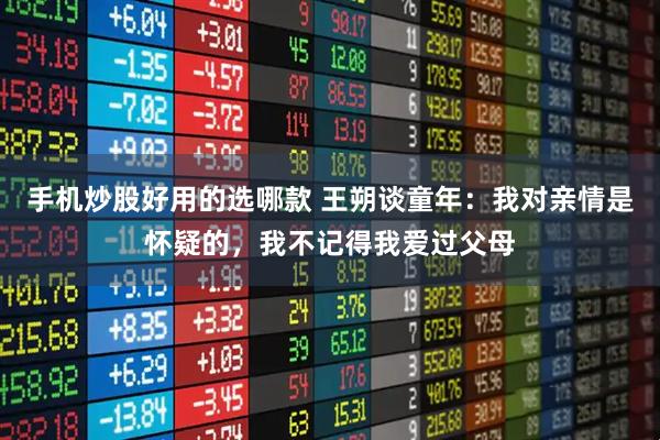 手机炒股好用的选哪款 王朔谈童年：我对亲情是怀疑的，我不记得我爱过父母